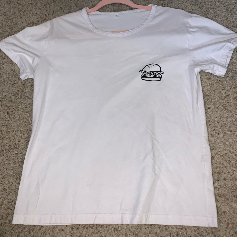 white burger shirt